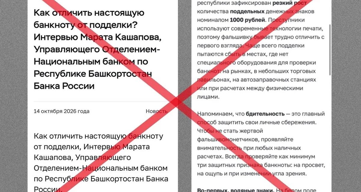 Мошенники запустили фейковое интервью об обмене тысячерублёвок до 31 октября 2026 года